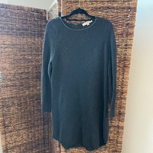 Sweater Dress with Leather Detail